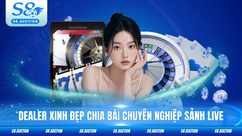 Dealer xinh đẹp chia bài chuyên nghiệp sảnh live